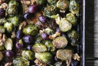 Roasted Brussels Sprouts with Grapes, Walnuts & Balsamic Glaze