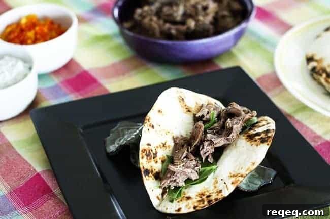 Garlic Slow-Cooker Lamb Tacos with Greek Flavors — Make-Ahead Idea 4 Slow-Cooker Garlic Lamb on Greek Tacos from Foodie with Family