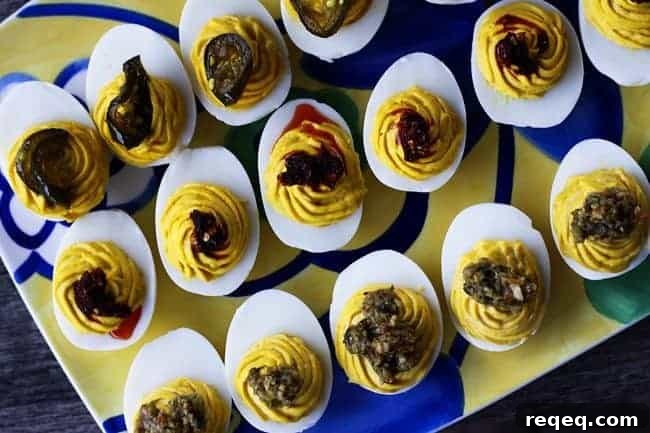 Classic Deviled Eggs with Topping Ideas for Any Occasion 2 Best Basic Deviled Eggs topped three ways from Foodie with Family