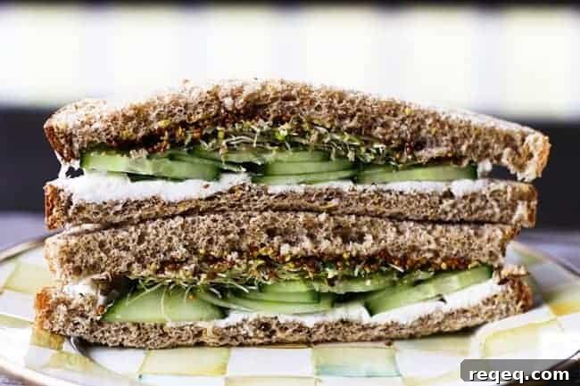 Cucumber, Cream Cheese & Sprout Sandwiches with Grainy Mustard 2 Cucumber Cream Cheese Sprout Sandwiches by Foodie with Family