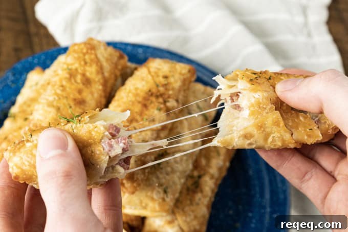 Crispy Corned Beef Egg Rolls with Tangy Dipping Sauce 4 Egg rolls being assembled