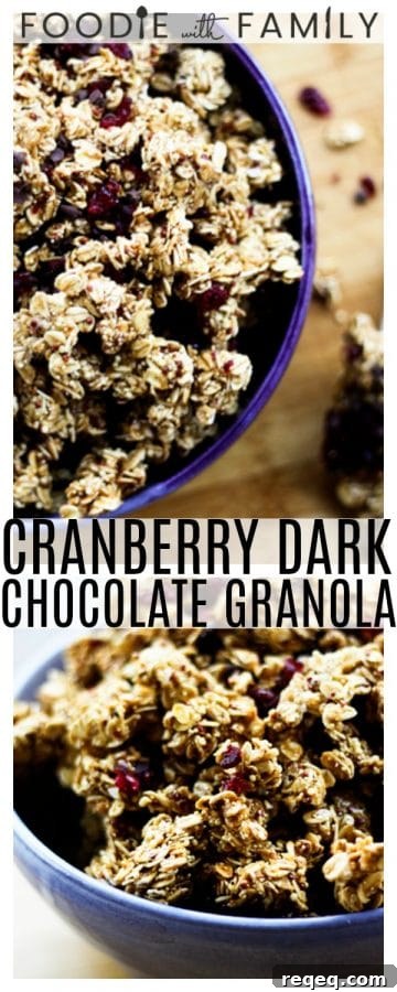 Make-Ahead Cranberry Dark Chocolate Ancient-Grain Granola 4 This isn't just any old homemade granola, this is power food! Protein packed by virtue of it's amazing medley of quinoa, millet, amaranth, and rice, this sweet, crunchy Ancient Grains Cranberry Dark Chocolate Granola takes the cake for nutrition AND taste, too. It bakes up nice and clumpy, too, making it an ideal healthy out-of-hand snack! It tastes almost exactly like KIND Cranberry Dark Chocolate Clusters.