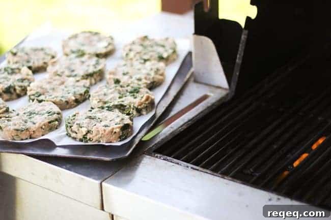 Spinach and Feta Turkey Burger Recipe for Juicy Flavor 6 Ready to grill Spinach Feta Turkey Burger | www.foodiewithfamily.com