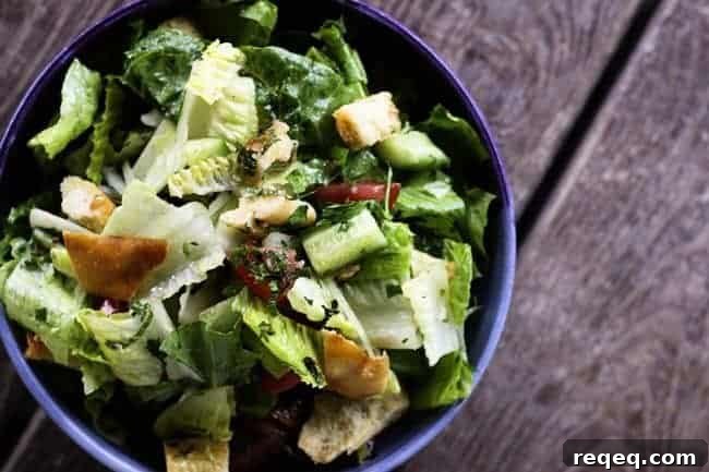 Fattoush Salad with Crispy Crumbled Pita Chips 6 Fattoush (Crumbled Pita Chip Salad) | www.foodiewithfamily.com