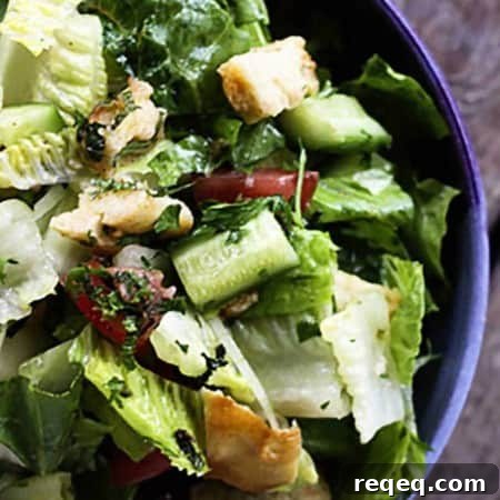 Fattoush Salad with Crispy Crumbled Pita Chips 7 Fresh, garlicky, lemony Fattoush -Crumbled Pita Chip Salad: fresh enough to lift the winter doldrums or make your summer happy!