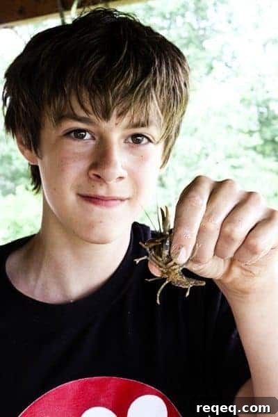 Life Interruptions: When Food Obsession Meets Real Life 4 Aidan with crawfish | www.foodiewithfamily.com