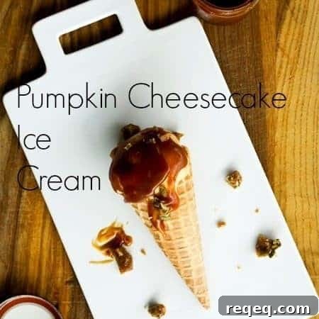 Pumpkin Cheesecake Ice Cream Recipe — No-Churn Mix & Freeze 5 Pumpkin Cheesecake Ice Cream with Salted Caramel and Pepita Brittle | www.foodiewithfamily.com