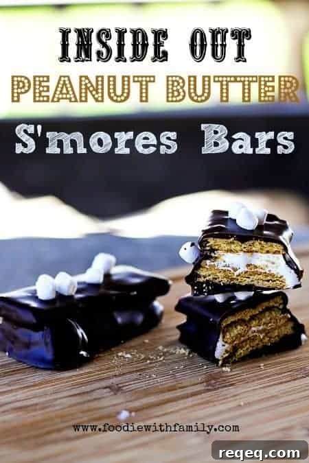 Inside-Out Peanut Butter S'mores Bars Recipe 2 Inside Out Peanut Butter Smores Bars | www.foodiewithfamily.com