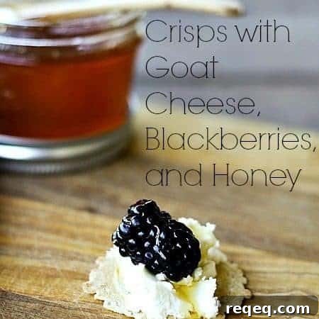 Crisps with Goat Cheese, Blackberries, and Honey | www.foodiewithfamily.com