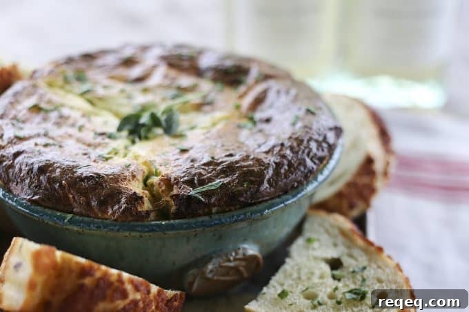 Quick Baked Ricotta Appetizer with Garlic and Herbs 4 Baked Ricotta Appetizer: warm, airy, souffle-like cheese dip