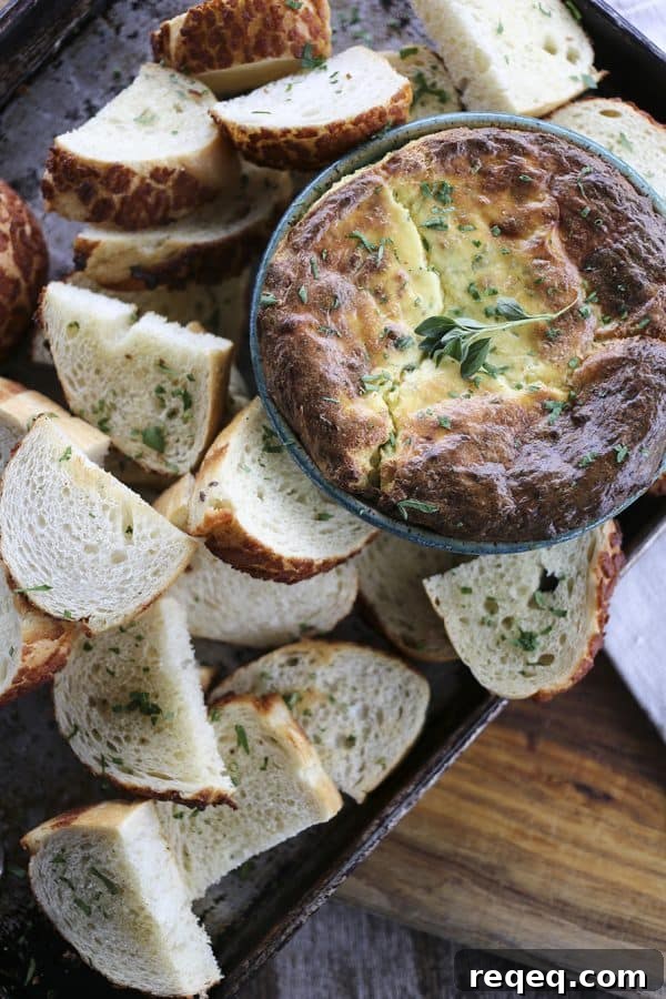 Quick Baked Ricotta Appetizer with Garlic and Herbs 6 Baked Ricotta Appetizer: warm, airy, souffle-like cheese dip