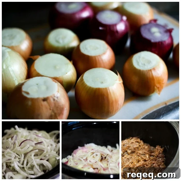 Make-Ahead Slow Cooker Caramelized Onions & French Onion Soup 3 The stages of Slow Cooker Caramelized Onions at www.foodiewithfamily.com Bonus recipe: French Onion Soup
