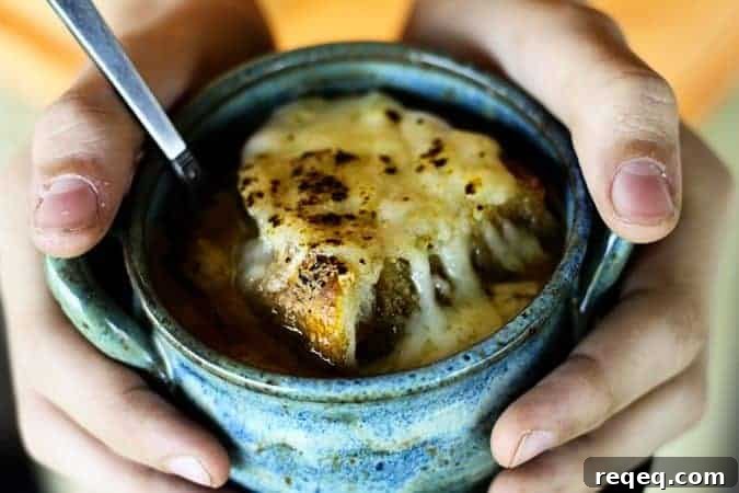 Make-Ahead Slow Cooker Caramelized Onions & French Onion Soup 4 French Onion Soup from Slow Cooker Caramelized Onions at www.foodiewithfamily.com