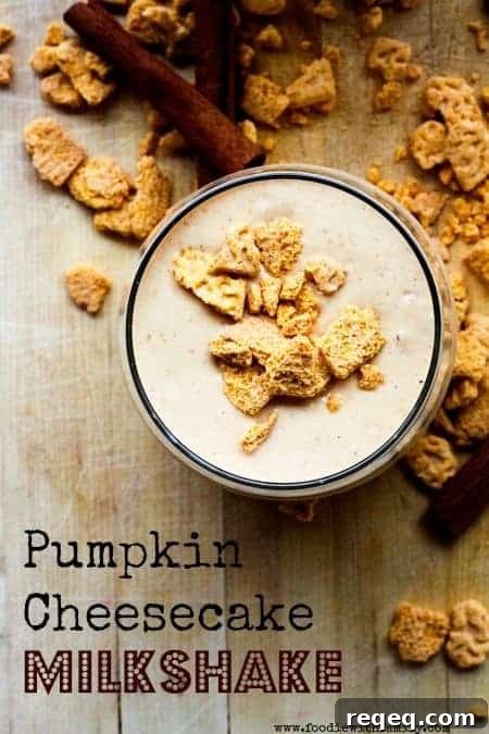 Creamy Pumpkin Cheesecake Milkshake Recipe for Fall</analysis 2 Pumpkin Cheesecake Milkshake www.foodiewithfamily.com