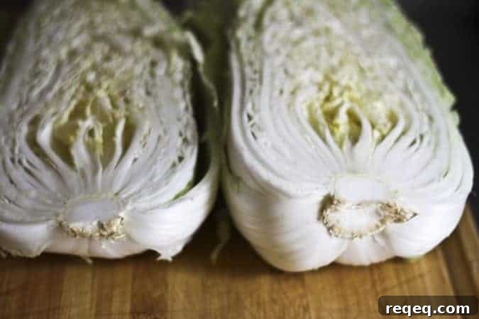 Quick Mak Kimchi Recipe: How to Make Authentic Kimchi Fast 4 Napa cabbage ready to be prepped for mak kimchi at www.foodiewithfamily.com
