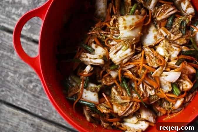 Quick Mak Kimchi Recipe: How to Make Authentic Kimchi Fast 10 Fresh mak kimchi ready to be jarred and fermented at www.foodiewithfamily.com