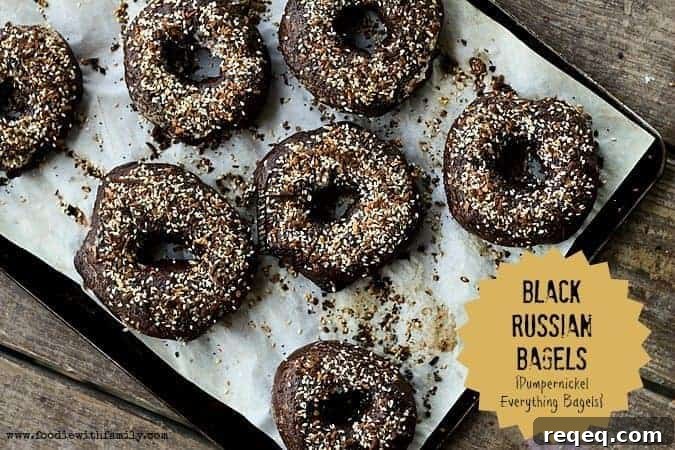 Black Russian Pumpernickel Everything Bagels Recipe 2 Black Russian Bagels a.k.a. Pumpernickel Everything Bagels at www.foodiewithfamily.com