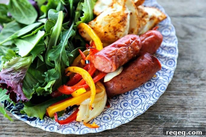 Sheet Pan Kielbasa and Pierogies Dinner with Vegetables 4 Kielbasa and Pierogies Sheet Pan Meal with juicy roasted kielbasa, crisp tender peppers and onions and puffy, potato filled pierogies.