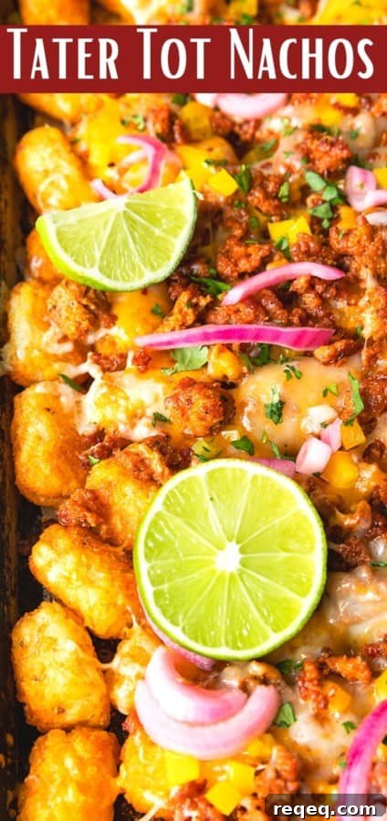 Change up Nacho Night by serving Tater Tot Nachos a.k.a. Totchos with Chorizo, Cheddar, green onions, and other nacho goodies!