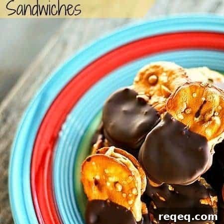 Chocolate Covered Peanut Butter Pretzel Sandwiches #PeanutButter #Chocolate #Pretzels foodiewithfamily.com