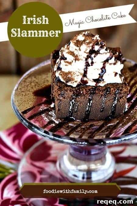 Irish Slammer Chocolate Cake with Guinness, Baileys & Jameson Custard 2 Irish Slammer Magic Chocolate Cake. The cake with the magically separating custard and cake layers flavoured with Guinness Stout, Bailey's Irish Cream, and Jameson Whiskey.