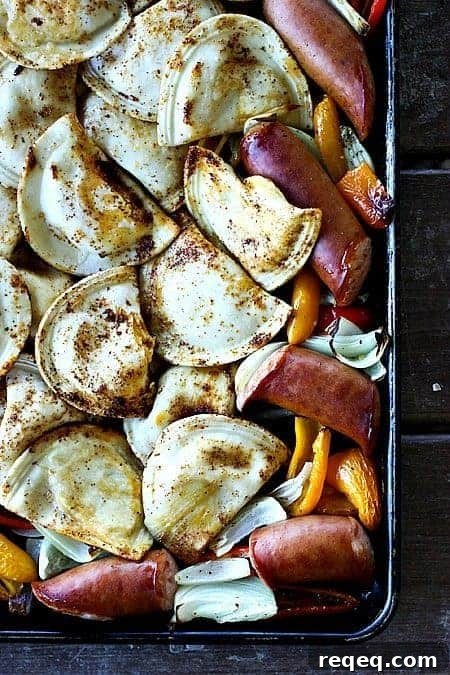Kielbasa and Pierogie Sheet Pan Meal at www.foodiewithfamily.com