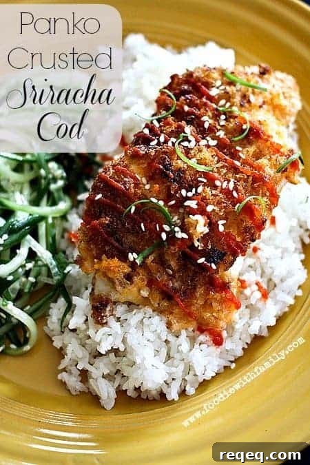 Baked Sriracha Panko-Crusted Cod with Crispy Garlic Breadcrumbs 2 Panko Crusted Sriracha Cod www.foodiewithfamily.com #lent #seafood #fish