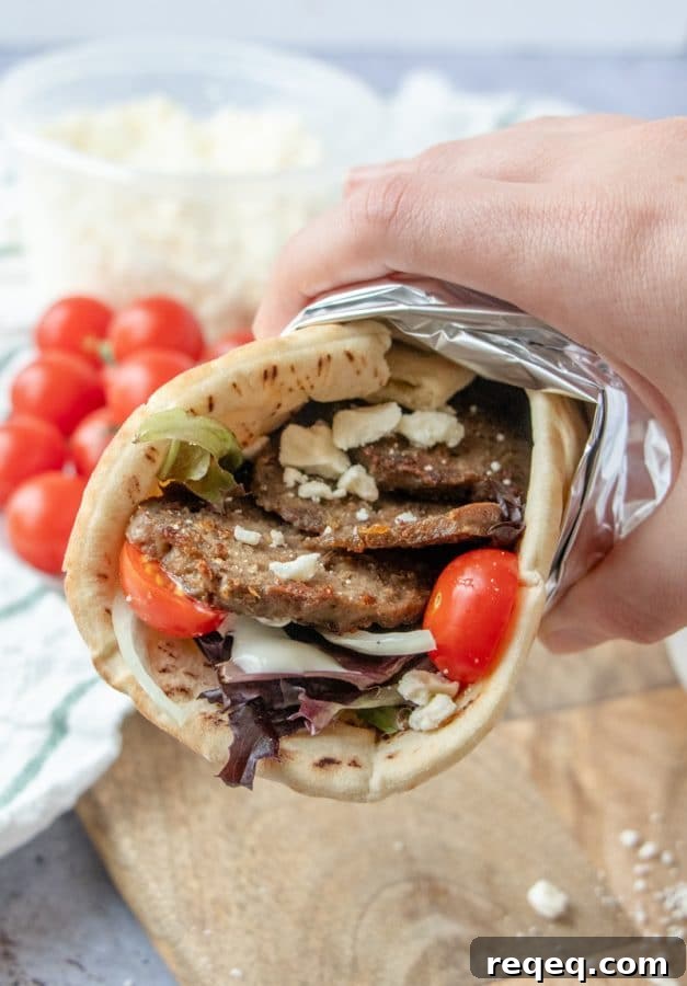 Make restaurant worthy homemade gyro meat and gyros -flat breads filled to bursting with garlicky, herbed, crisped strips of Greek/Lebanese meatloaf.