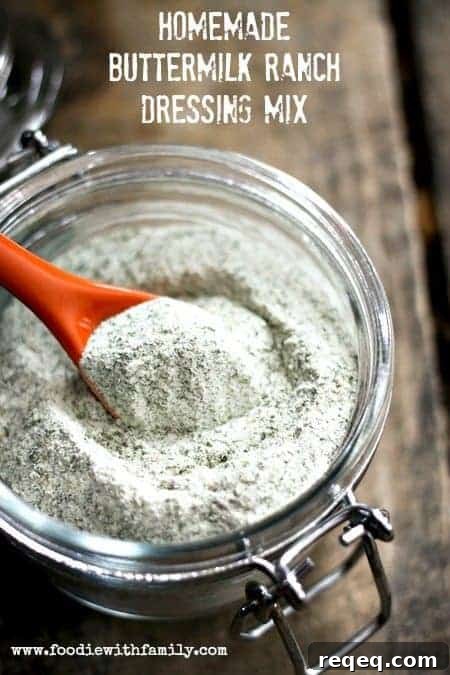 Make your own Buttermilk Ranch Dressing Mix for dressings and dips. No MSG. foodiewithfamily.com