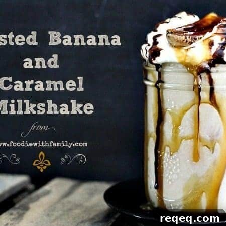 Caramelized Roasted Banana Milkshake Recipe 5 Roasted Banana Caramel Milkshake from foodiewithfamily.com #dessert