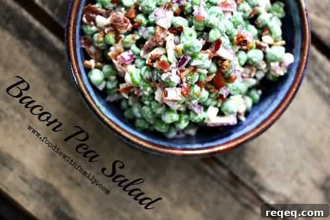 Easy Bacon Pea Salad with Cheddar Cheese. Perfect for Easter or any time!
