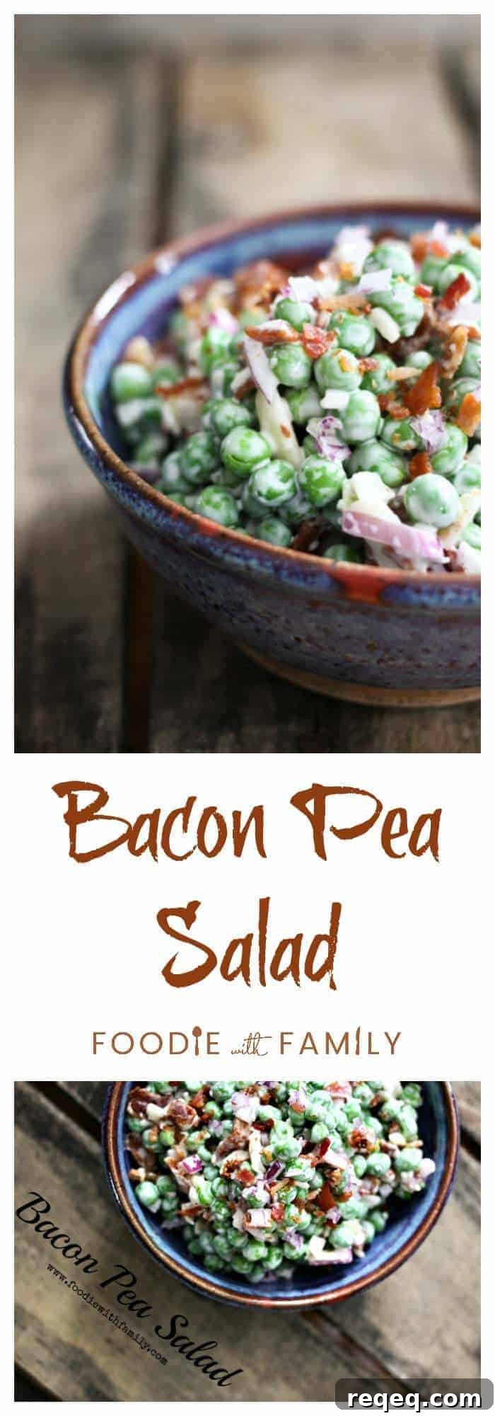 Easy Bacon Pea Salad with Cheddar Cheese. Perfect for Easter or any time!