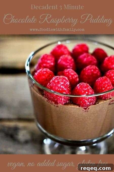 3-Minute Chocolate Raspberry Pudding — Vegan, Dairy-Free & Sugar-Free 2 3 Minute Decadent Chocolate Raspberry Pudding {vegan, no added sugar, gluten free} #tofu www.foodiewithfamily.com