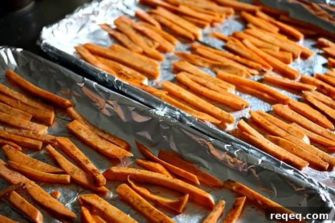 Crispy Oven-Baked Sweet Potato Fries That Always Turn Out Perfect 6 Guaranteed Crispy BAKED Sweet Potato Fries from foodiewithfamily.com