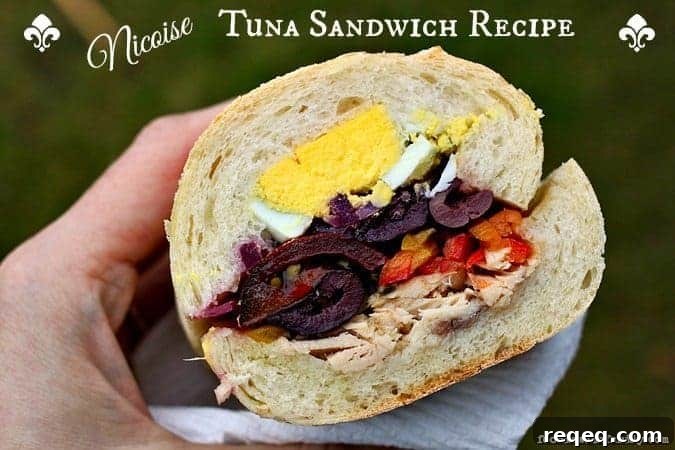 Nicoise Tuna Sandwich: Classic French-Style Tuna Melt Recipe 2 Nicoise Tuna Sandwich Recipe olives, peppers, albacore tuna, hardboiled eggs, albacore tuna, baguette. foodiewithfamily.com