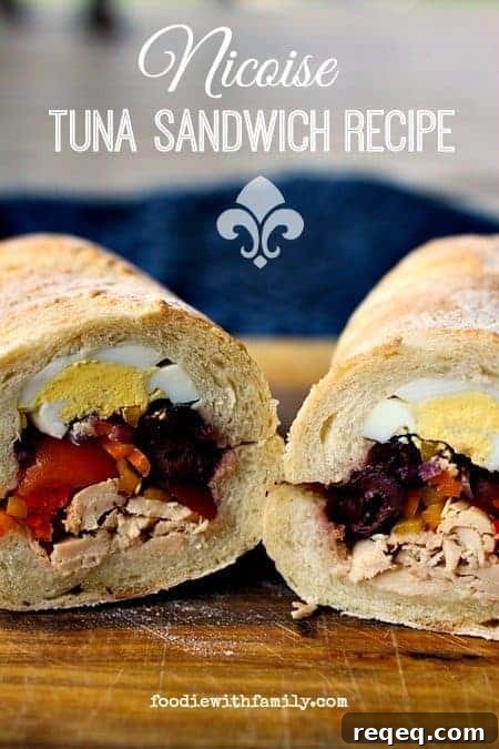 Nicoise Tuna Sandwich: Classic French-Style Tuna Melt Recipe 4 Nicoise Tuna Sandwich Recipe olives, peppers, albacore tuna, hardboiled eggs, albacore tuna, baguette. foodiewithfamily.com