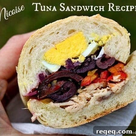 Nicoise Tuna Sandwich: Classic French-Style Tuna Melt Recipe 5 Nicoise Tuna Sandwich Recipe olives, peppers, albacore tuna, hardboiled eggs, albacore tuna, baguette. foodiewithfamily.com