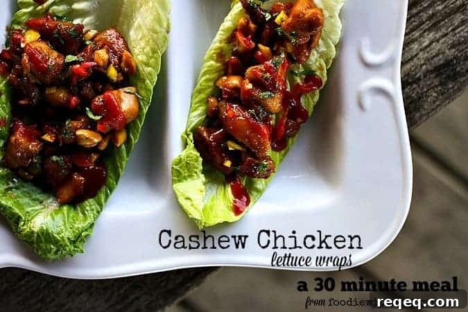 Cashew Chicken Lettuce Wrap Recipe — Crunchy Asian-Inspired Wraps 2 Cashew Chicken Lettuce Wraps. A healthy 30 Minute Meal from foodiewithfamily.com
