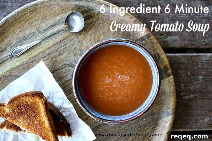 6 Ingredient 6 Minute Tomato Soup {made in a blender} from foodiewithfamily.com
