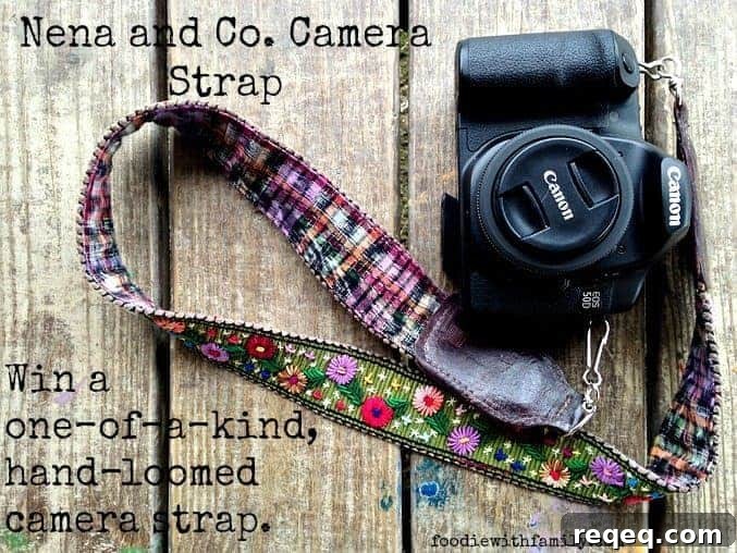 Nena and Co one-of-a-kind, hand-loomed camera strap with real leather trim. #Giveaway 