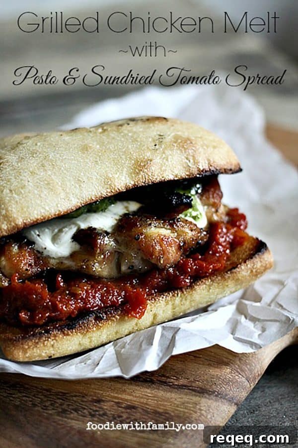 Grilled Chicken Melt with Pesto & Sun‑Dried Tomato Spread 3 Grilled Chicken Melt with Pesto and Sun Dried Tomato Spread from foodiewithfamily.com