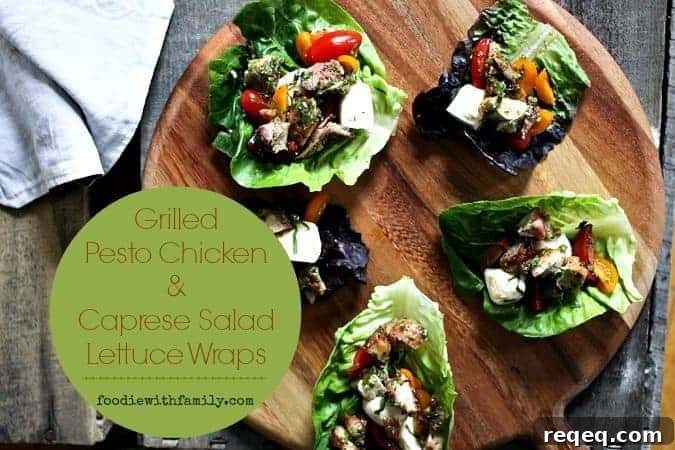 Grilled Pesto Chicken & Caprese Lettuce Wraps — 30-Minute Meal 2 Grilled Pesto Chicken on Caprese Salad Lettuce Wraps