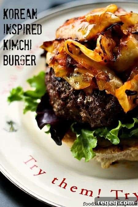 Korean-Style Kimchi Burger with Spicy Mayo Recipe 3 Korean Inspired Kimchi Burger from foodiewithfamily.com