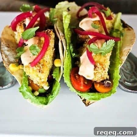 Quick Pickled Red Onions on Baked Ranch Fish Tacos