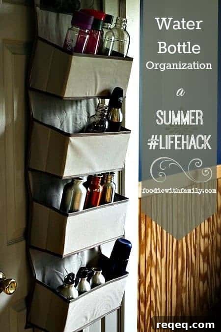 How to Organize your Re-usable Water Bottles. A summer #Lifehack from foodiewithfamily.com and JCP.com