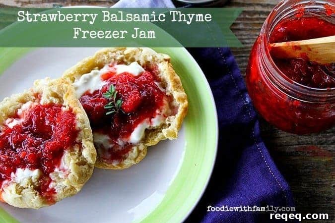 From FarmVille to Farm-to-Table: How Games Influence Food Culture 3 Strawberry Freezer Jam with Balsamic and Thyme from foodiewithfamily.com #FV2Table #FarmvilleCookbook #ad