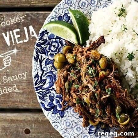 Ropa Vieja: Thin shreds of flank steak braised in a rich tomato vegetable sauce with olives &capers. Prepare in an Instant Pot OR Slow-Cooker.