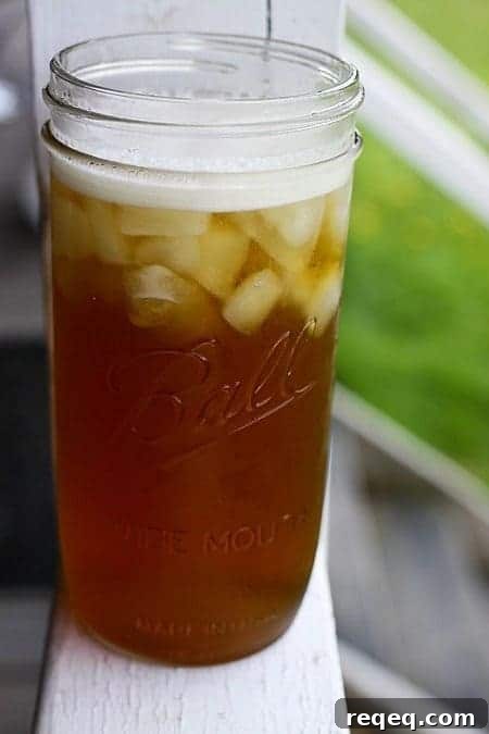 Starbucks-Style Shaken Iced Tea Recipe with Iced Tea Concentrate 4 Shaken iced tea in a jar