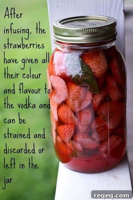 Strawberry Basil Infused Vodka for cocktails, baking, and cooking from foodiewithfamily.com