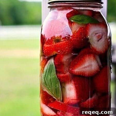 Strawberry Basil Infused Vodka for cocktails, baking, and cooking from foodiewithfamily.com